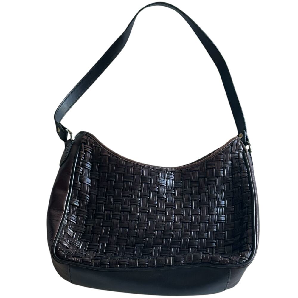 Womens Purse Vintage Woven Leather Brown Shoulder Bag